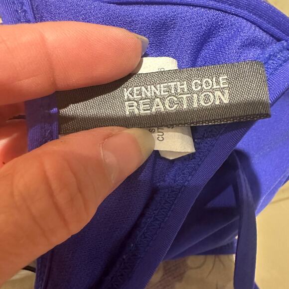 Kenneth Cole Reaction Size Small Boho Ruffle Bikini Top Periwinkle Blue Hot Tub - Picture 4 of 6